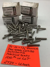 Stainless Steel Machine Screws, 1/4-20 X 1 1/2” Pan Head COMBO (100 Pc In Lot )