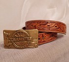 leather belt men vintage 1978 baron buckle truck driver souvenir made in usa