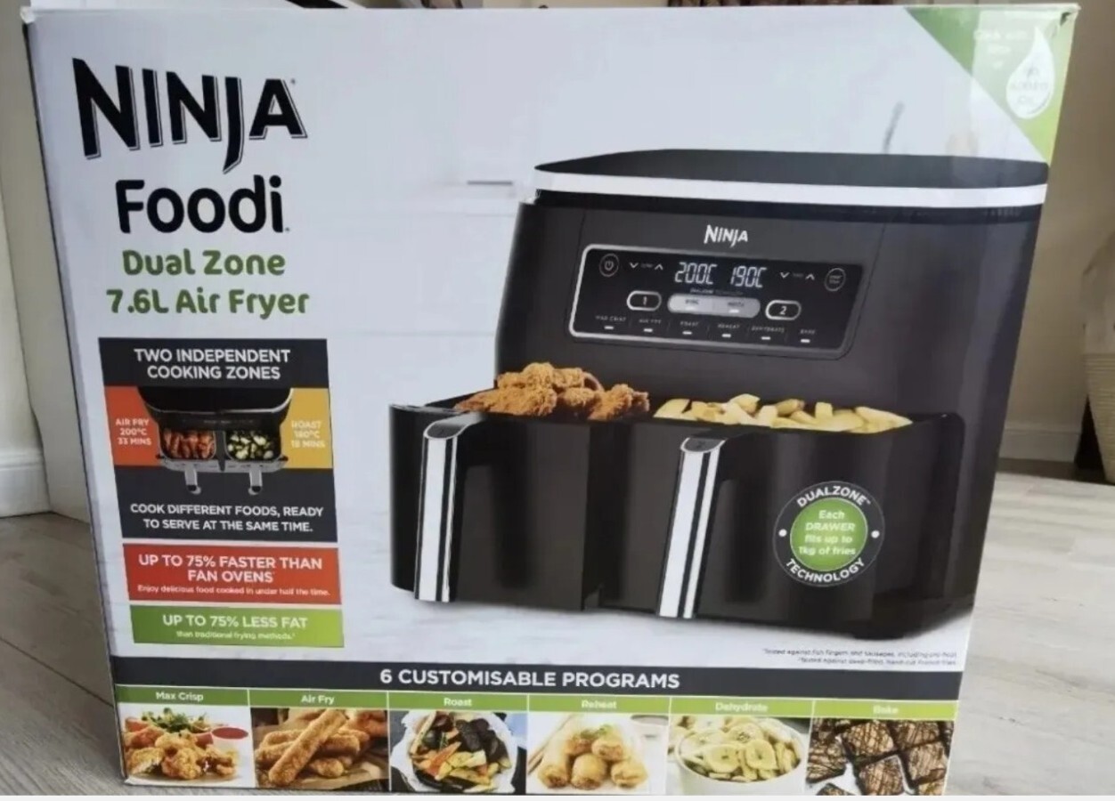 Ninja AF300UK 7.6l Foodi Dual Zone Air Fryer and Dehydrator Grey