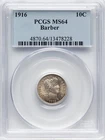 1916 Barber Dime- PCGS MS64 - A FROSTY MARK FREE PQ SPECIMEN WITH CLAIMS TO MS65