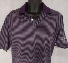 Peter Millar Polo Shirt Medium Purple Gray Stripe Golf Shirt Champions Run Omaha