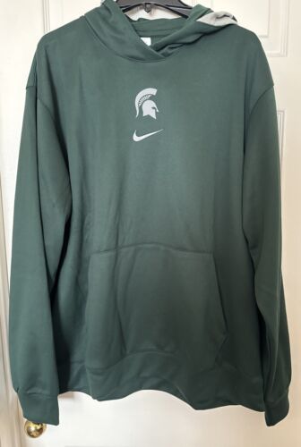 Nike Dri-FIT Men XL-TALL Michigan State Spartans Basketball Green Team PE Hoodie