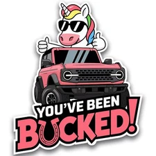 Magnet Me Up Bronco You’ve Been Bucked Magnet, Unicorn Twist, 5x5 Inches Pink