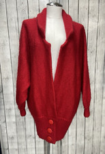 Vintage I.B. DIFFUSION Cardigan Sweater Coat M Women Red Wool Mohair Cozy Soft