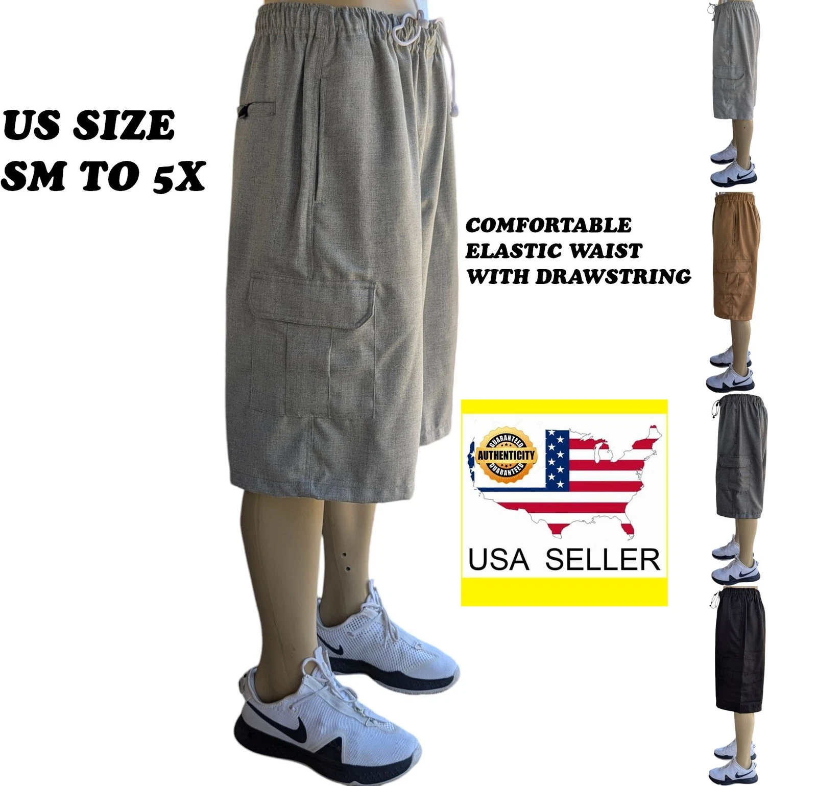 Triveni Men's Casual Cargo Shorts - 5-Pocket Summer Beach Shorts