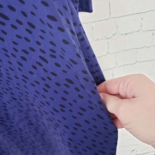Marimekko Blue Sheath Dress Size S Black Spotted Pockets 100% Cotton NEW - Picture 5 of 7