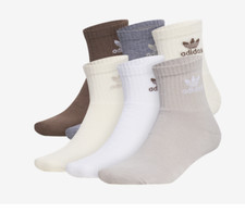 ADIDAS Adicolor 6-pack sport cushioned Quarter Socks 6 Pairs Size 6-12 Blk Wht