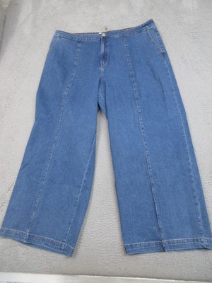 Eloquii Elements Jeans Womens 24 Wide Leg High Rise Stretch Denim Casual Pants