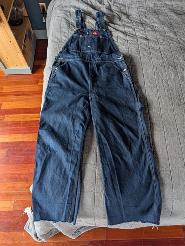 Dickies Blue Denim Cotton Work Overalls 36x30 Mechanic Construction Men's