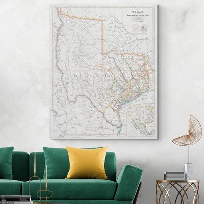 1843 Map of Republic of Texas   Independent Borders Before U.S. Annexation & War
