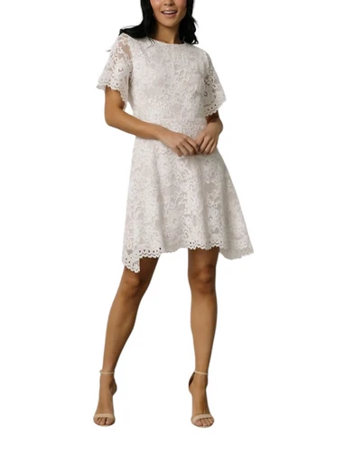 OFF WHITE Abito corto donna Baltic Born taglia media Aasha pizzo bianco sporco sposa NUOVO