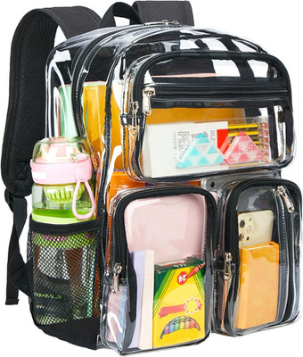 Clear Backpack for School - Heavy Duty See through Bookbag for Girls Boys Large 