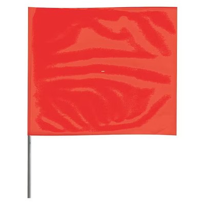 Marking Flag, Vinyl, 18'' Wire Staff, Solid, 18'' L., 100 Pk, 4518R-200