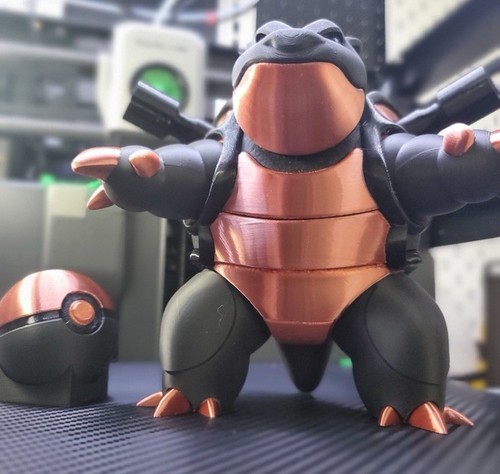 5,5" Blastoise & Pokeball Pokémon Custom Art Actionfigur 3D PRINTED Metallic
