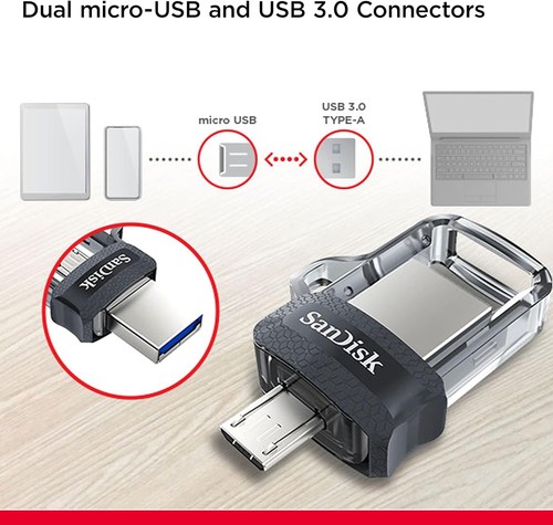 SanDisk 64GB Ultra Dual Drive m3.0 Flash Drive, USB Stick, memory stick, smartph - Photo 8/10
