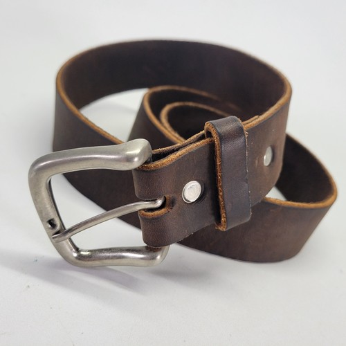 SMP Leather Belt 32 34 36 Century Canada Metal Buckle Brown Distressed - Picture 6 of 13