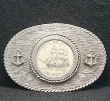 WE13119 REALLY NICE VINTAGE 1970s H.M.S. BOUNTY NAVY ARMED VESSEL BELT BUCKLE