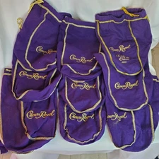 Lot of 9 Crown Royal Drawstring Mini Shooter Bags 8" Purple