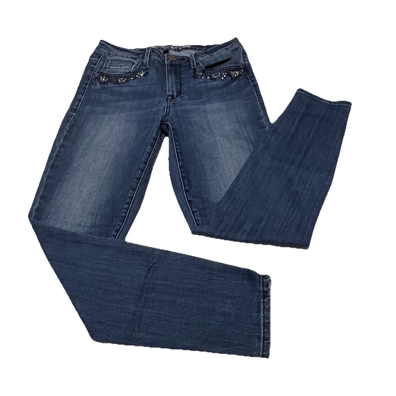 Seven7 Denim Women’s 8 Mid Rise Skinny Stretch Dark Blue Jeans