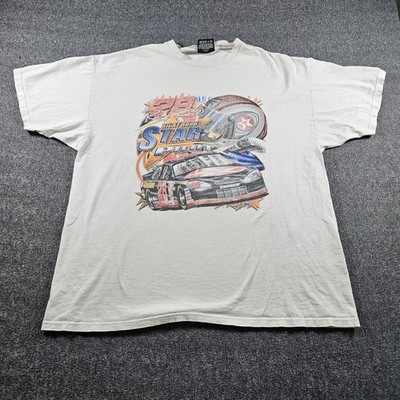 Vintage Ricky Rudd Star Pilot Shirt Men's XL White Chase NASCAR Double-Sided 90s