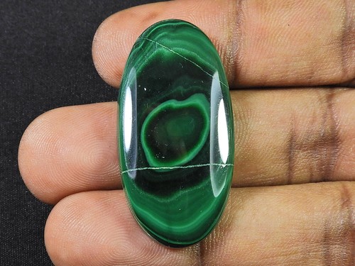 54Cts. Natural Green Malachite Oval Cabochon Loose Gemstone 19X39X05 MM M643 - Bild 2 von 9