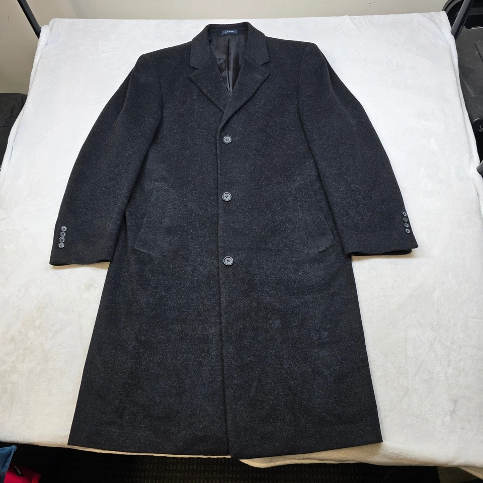 Chaps Ralph Lauren Overcoat Mens 40R Medium Dark Gray Wool Full Length - Image 2 of 4