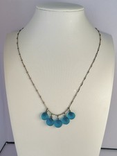 Blue Sea Glass Silver Plated Necklace 17  