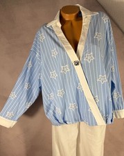 oversized blouse shirt wrap effect Italy long sleeve striped 40 42 44