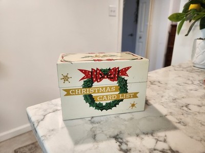 Vintage 1950s Christmas Card List Recipe File Box Tin Stylecraft 807