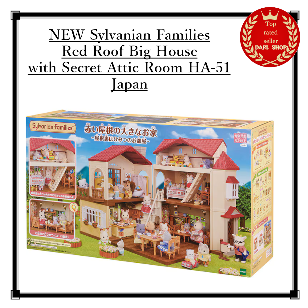 NEW Sylvanian Families Red Roof Big House with Secret Attic Room