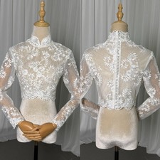 Long Sleeves Bolero Topper Jacket for Bride Appliques Lace Wedding Dress Covers
