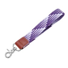 Wrist Lanyard Keychain Braided Wristlet Strap with Silver Clasp Gradient Purple