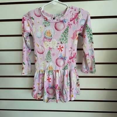 Bums & Roses Pink Christmas Gingerbread Trees Ornaments 18-24 bodysuit dress