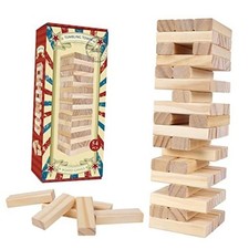 Tumble Tower Game for Kids and Adults, 54pcs Wooden Standard Size - Color Box