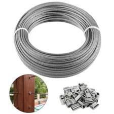 100FT Stainless Steel Cable Wire Rope Aircraft Cable Railing Decking Kit,1/8,7x7