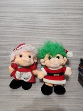 Trolio Trolls Santa  Mrs Claus Plush Dolls 2 16 inch Christmas Vintage Toys