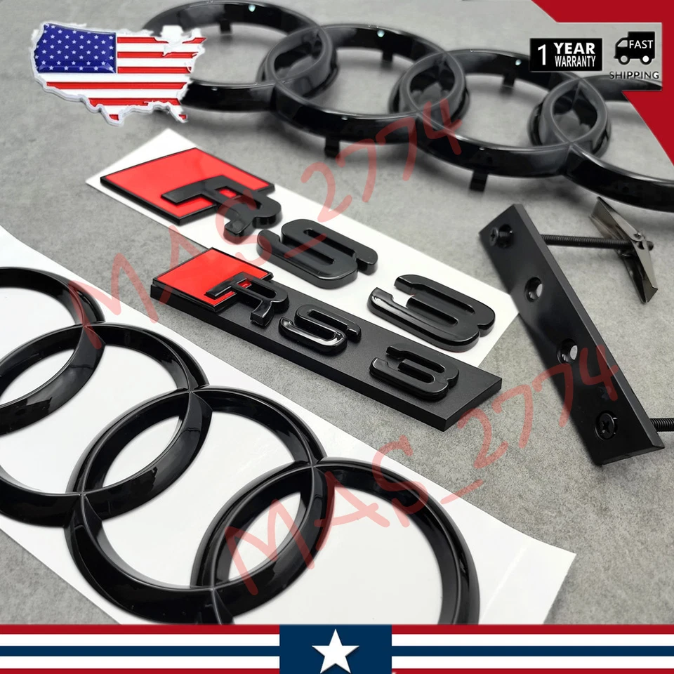 4 шт. черный RS3 273 мм переднее кольцо 192 мм заднее кольцо решетка эмблема задний багажник значок - Изображение 2 из 4