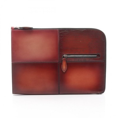 Berluti Nino TGM Calligraphy Business Clutch Bag leather Bordeaux