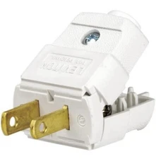Leviton 2-Prong Replacement Plug, White Polarized, 101-2WP 15A 110V 120V, 1 Pack