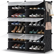 HOMIDEC Shoe Rack Organizer, 6 Tier Storage Cabinet 24 Pair Plastic Black 