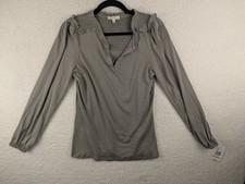 Angesl Long Sleeve Y2k Top Womens S Green Ruffled  Blouse New