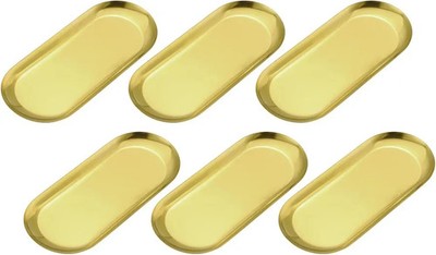 Beschaffungskarte 6 Stück Gold Edelstahl Rechteckig Waschtisch Serviertabletts 22,9 cm