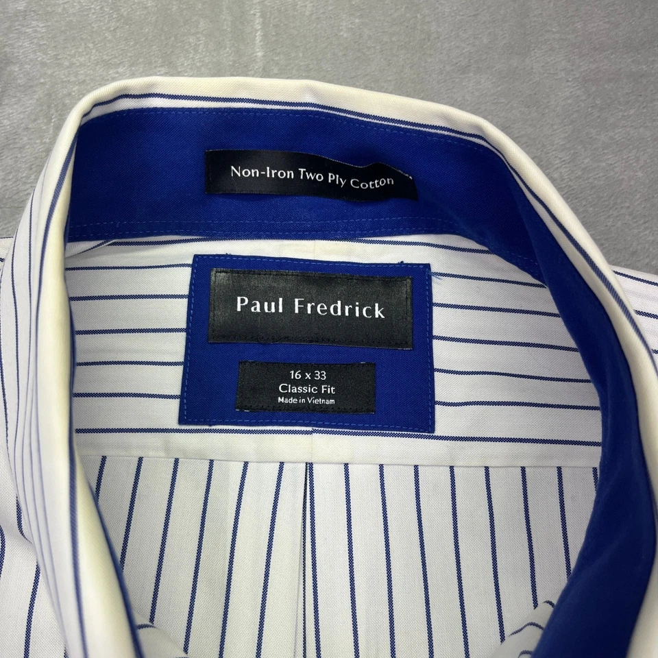 Lot of 2 Paul Fredrick Dress Shirt Non-Iron Two Ply Cotton Classic Fit 16 Boho - Image 4 of 4