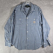 Polo Country Ralph Lauren Button Up Long Sleeve Men Large Classic Fit Blue Check
