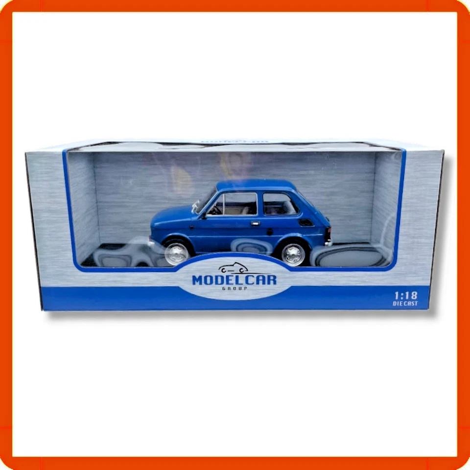 Modellino auto statico modellini scala 1/18 diecast Fiat 126P 1972 Blu ModelCar - Immagine 4 di 4