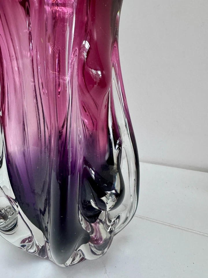 Vintage Bohemian Heavy Art Glass Vase By Josef Hospodka Chribska Glassworks - image 3 of 4