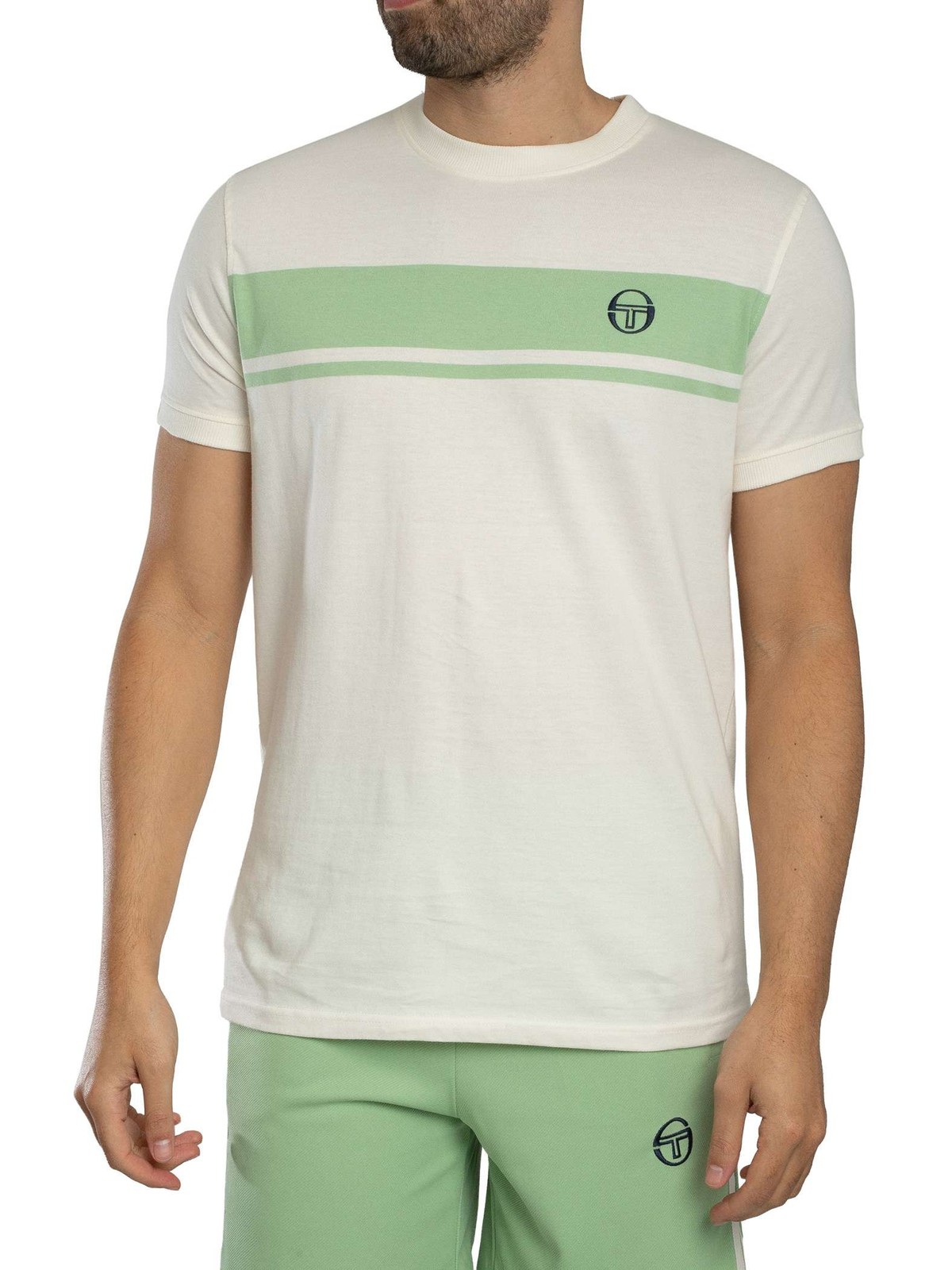 Sergio Tacchini Master T-Shirt, Gardenia/Quiet Green - S - Image 2