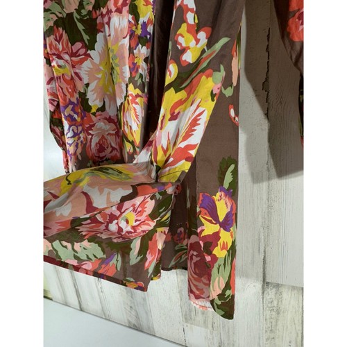 Soft Surroundings Tunic Size 2X Brown Floral Popover 100% Cotton Side Slits READ - Picture 5 of 9