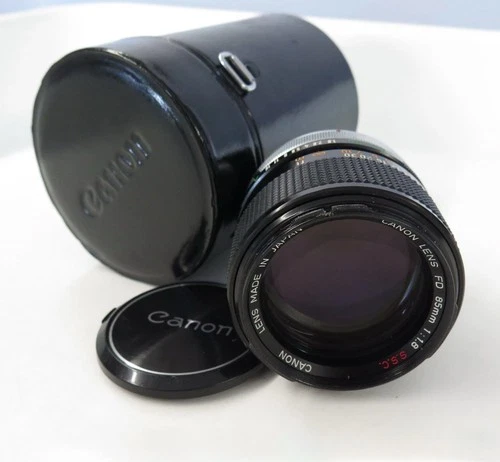 Canon FD 85mm f1.8 SSC MF High Speed Prime Lens CLEAN GLASS w/hood, case & caps