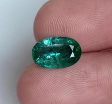 3 Ct Blueish Zambian Emerald Oval Shape Certi...